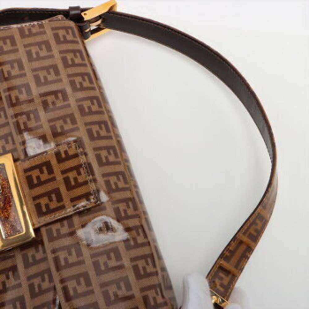 Fendi Zucchino Glitter Mamma Bucket FF hardware leather handbag tote brown - Picture 5 of 14